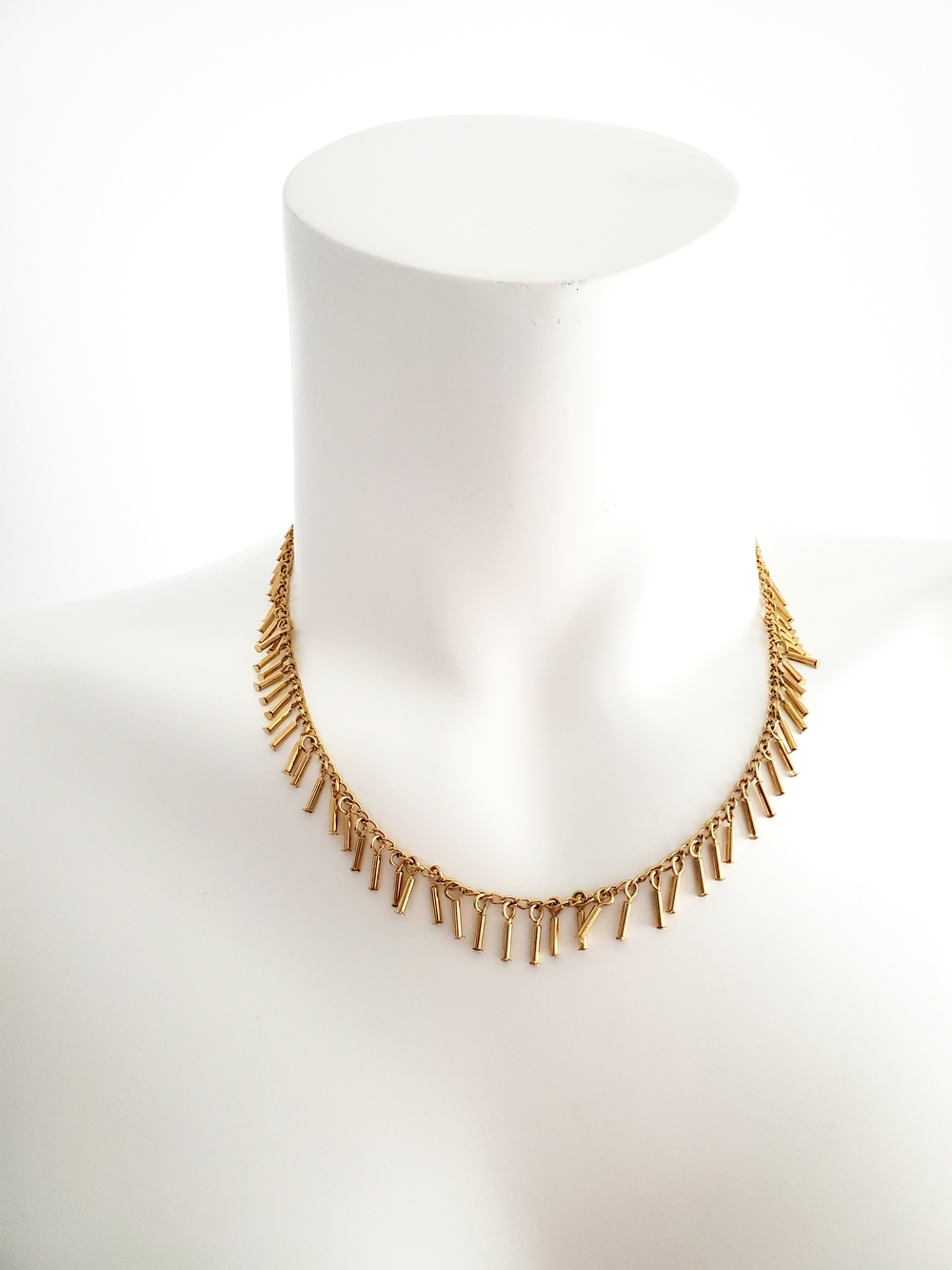 Avon Gold Spike Fringe Necklace